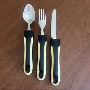 UrbanRed Weighted Utensils Black And Cream Flatware Set 3 Pieces For Tremors