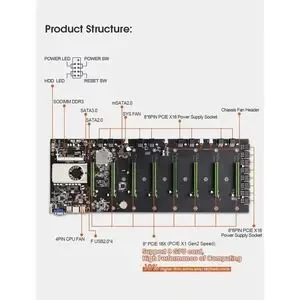 USA BTC-D37 GPU Mining Rig Machine Motherboard With CPU Support 8 GPU PCIE Slots