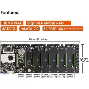 USA BTC-D37 GPU Mining Rig Machine Motherboard With CPU Support 8 GPU PCIE Slots