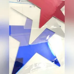 USA Star Foil Cutouts Red Blue Silver Lot Total Of 15 Stars Patriotic NWT