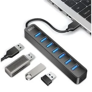 USB Hub 3.0 7 Port USB Hub Splitter USB Hub for Laptop iMac Surface Pro