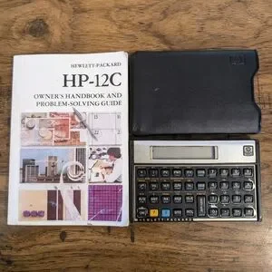 Used RARE Vintage HP-12C Financial CALCULATOR w/ ORIGINAL CASE & MANUAL USA Made