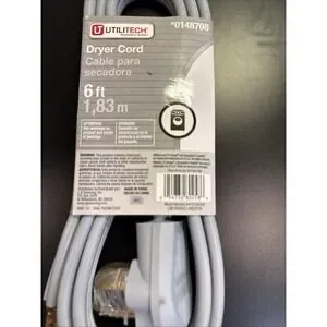 UTILITECH #0148708 6-FT 3-PRONG GRAY DRYER APPLIANCE POWER CORD 30AMP [AH]