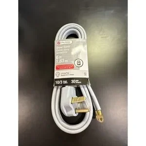 UTILITECH #0148708 6-FT 3-PRONG GRAY DRYER APPLIANCE POWER CORD 30AMP [AH]