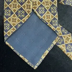 Valentino Men’s 100% Silk Necktie Yellow Blue Neutral Professional Designer