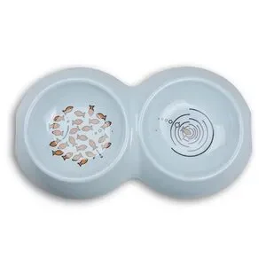 Van Ness Pets EcoWare Double Dish Cat Bowl Whisker Friendly Feeder