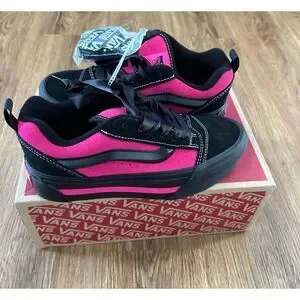 VANS Knu Stack Black Fuchsia Platform Lace Up Shoes Sneakers Women's 7 New