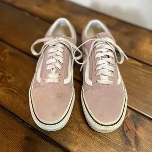 VANS Old Skool Shoe Classic Lace-Up Sneaker Blush Mauve Pink/White Size 8.5