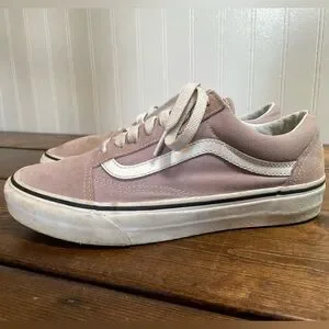 VANS Old Skool Shoe Classic Lace-Up Sneaker Blush Mauve Pink/White Size 8.5