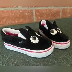 VANS Slip On Infant Baby Toddler Friend Party Furry Black Shoes size 5