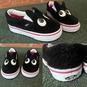 VANS Slip On Infant Baby Toddler Friend Party Furry Black Shoes size 5