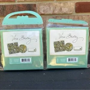 Vera Bradley 2 Happy Hour Sets Lemon Parfait New Napkins Coasters Place-cards
