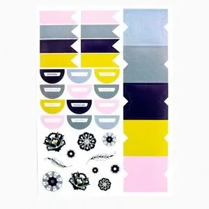 Vera Bradley Planner Accessory Pack Stickers Plaza Tile Floral Gray Purple NWT