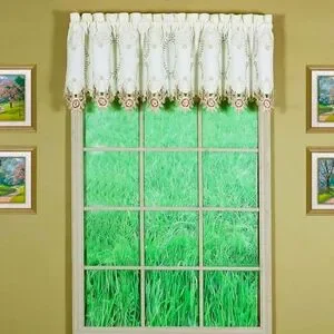 Verona Reverse Embrodery Elegant Cream Floral Window 1 Valance. 70"W X 18"…