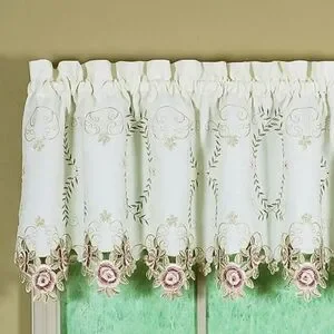 Verona Reverse Embrodery Elegant Cream Floral Window 1 Valance. 70"W X 18"…