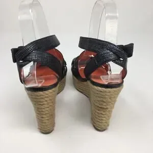 Via Spiga Black Strappy Espadrille Wedges Size 8