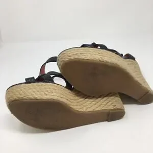 Via Spiga Black Strappy Espadrille Wedges Size 8