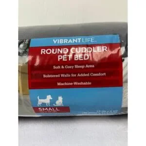 Vibrant Life Round Cuddler Small Dog / Cat Bed Black And White Plaid 19"x6" NIB