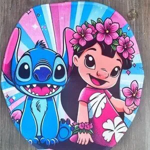 Vibrant Lilo & Stitch Pink And Blue Shower Curtain & Bath Mat Set