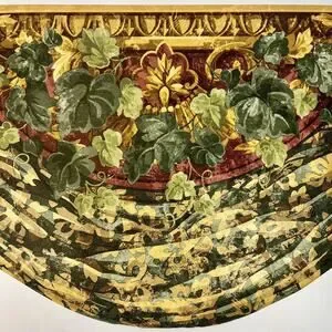 Victorian Gold Ivy Swag Drapery Moulding Burgundy Sculptured Wallpaper Border
