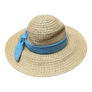 Vince Camuto Tan Straw Sun Hat With Blue Ribbon Size S/M
