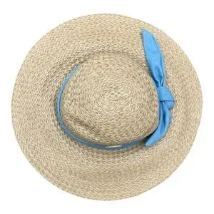 Vince Camuto Tan Straw Sun Hat With Blue Ribbon Size S/M