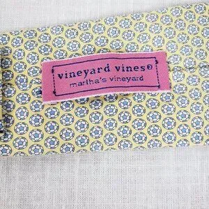 Vineyard Vines Silk Tie Soccer Ball Yellow Blue Preppy Boys USA Made
