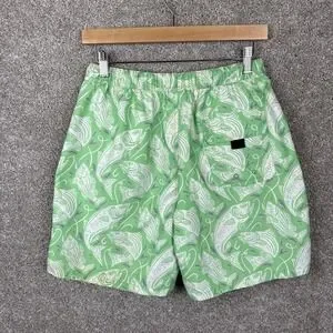 Vineyard Vines Swim Trunks Mens Small Green Fish Print Logo Lined Pockets