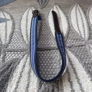 Vineyard Vines Unisex Men’s Women’s Size 28 Navy Blue Brown Leather Striped Belt