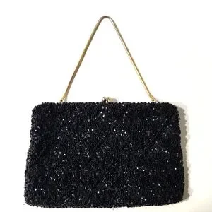 Vintage 1950's Walborg Gorgeous Black Beaded Evening Bag
