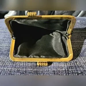 Vintage 1960s Genuine Leather Black Coin Purse Classy Mad Men Craftmanship