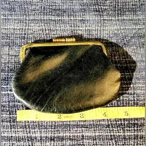 Vintage 1960s Genuine Leather Black Coin Purse Classy Mad Men Craftmanship