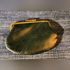 Vintage 1960s genuine leather black coin purse classy mad Men craftmanship