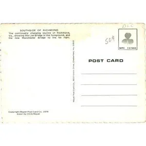Vintage 1974 Skyline Of Richmond Virginia Postcard