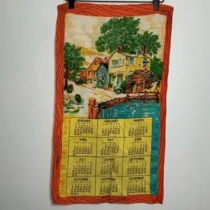 Vintage 1978 Linen Calendar Kitchen Tea Towel