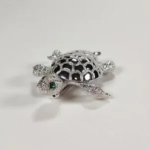 Vintage 1980's Silver Tone Monet Turtle Brooch
