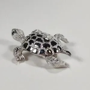 Vintage 1980's Silver Tone Monet Turtle Brooch