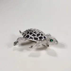 Vintage 1980's Silver Tone Monet Turtle Brooch