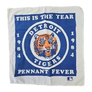 Vintage 1984 Detroit Tigers "Pennant Fever" 22″ MLB Bandana Rare Design