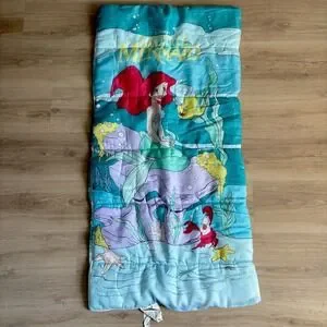 Vintage 1990 Disney's The Little Mermaid Sleeping Bag Ariel Flounder
