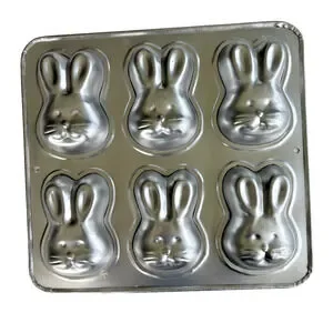 Vintage 1992 Wilton (6) Easter Bunny Face Cake Pan Baking Mold #2105-4426