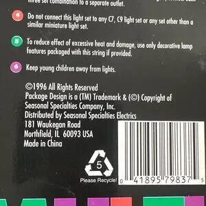 Vintage 1996 Halloween String Lights Multi Purple Green Orange Incandescent 47ft