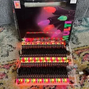 Vintage 1996 Halloween String Lights Multi Purple Green Orange Incandescent 47ft