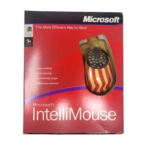 Vintage 1999 Microsoft Intellimouse RARE American Flag Print Tested and Working