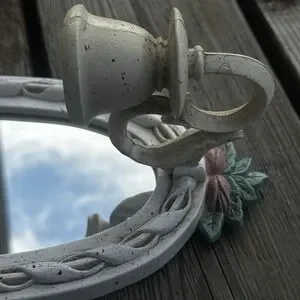 Vintage 2x White Wall Sconce Candle Mirror White W/Pink Flowers Bows Coquette