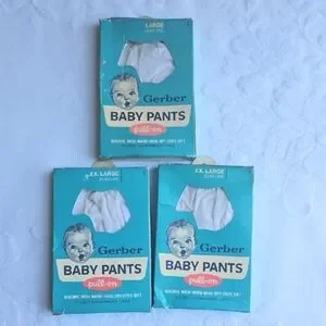 Vintage 3 Pair Gerber Waterproof Vinyl Baby Pants White