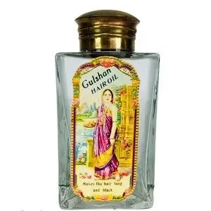Vintage 40s 50s Gulshan Hair Oil Square Glass Bottle Brass Flip Top Lid
