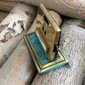 Vintage 40s Jakob Maul Brass & Marble Perpetual Desk Calendar EUC