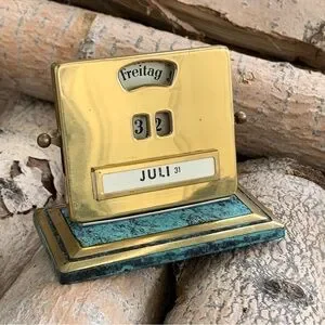 Vintage 40s Jakob Maul Brass & Marble Perpetual Desk Calendar EUC Vintage 40s Jakob Maul Brass & Marble Perpetual Desk Calendar EUC
