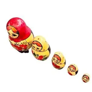Vintage 5 Piece Wood Russian Nesting Stacking Matryoshka Dolls Home Decor